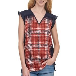 DKNY Tarta lace trim blouse size xs NWT